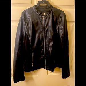 Women’s black faux leather coat. Size medium
